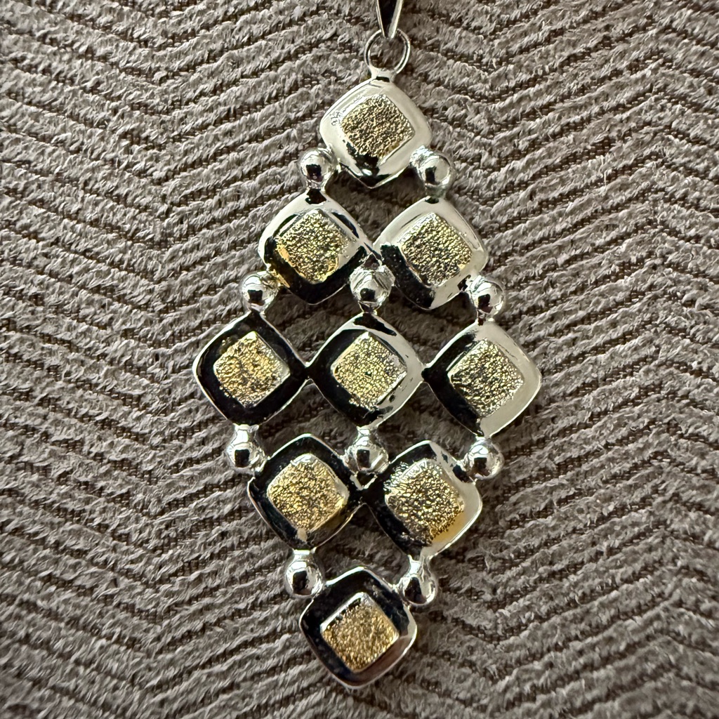 Elegant Silver And Gold Geometric Pendant - New!!